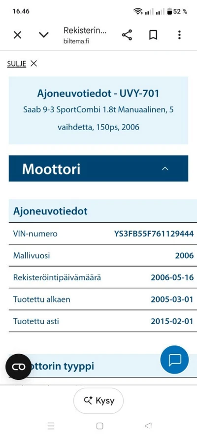 Saab 9-3 2006, kuva 7/7