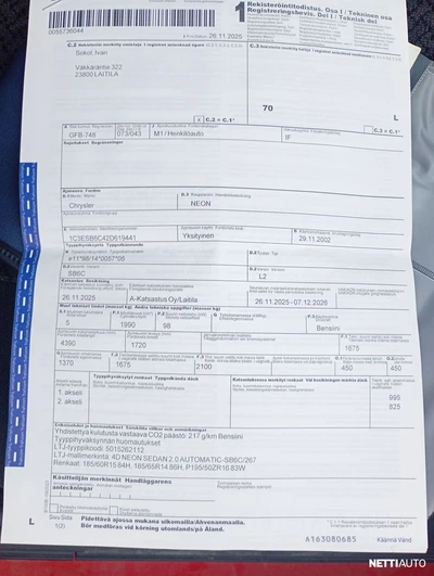 Chrysler Neon 2002, kuva 7/8